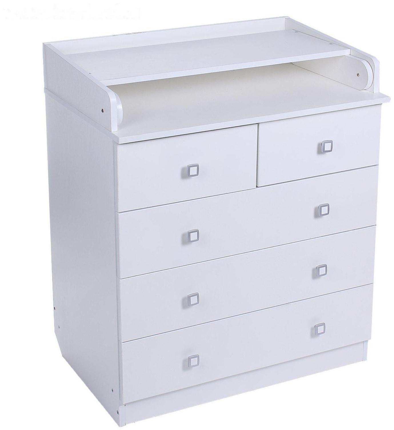 Комод детский с пеленальным столиком 804 «Фея 1780», 5 выдвижных ящиков, цвет белый