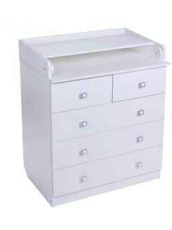 Комод детский с пеленальным столиком 804 «Фея 1780», 5 выдвижных ящиков, цвет белый