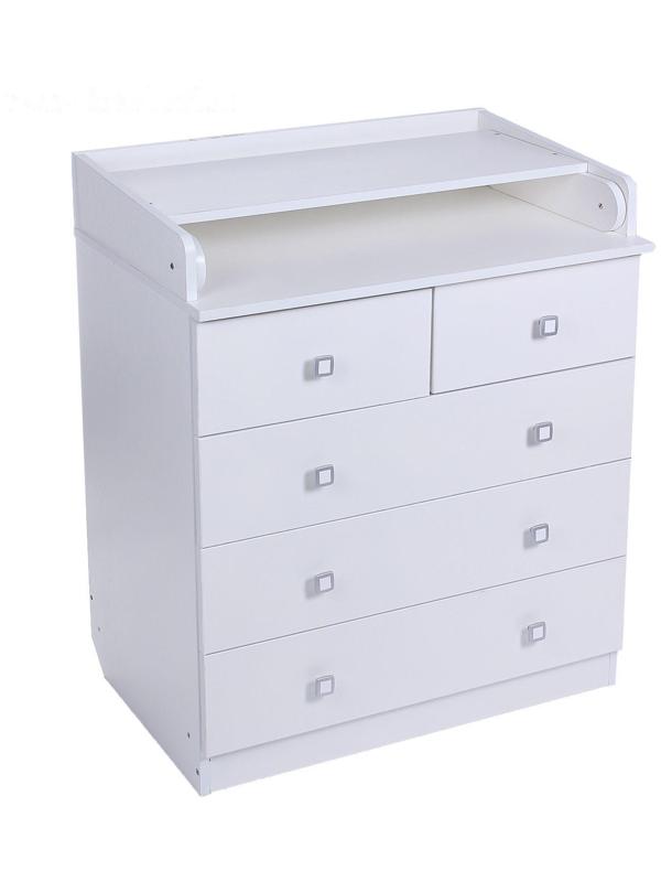 Комод детский с пеленальным столиком 804 «Фея 1780», 5 выдвижных ящиков, цвет белый
