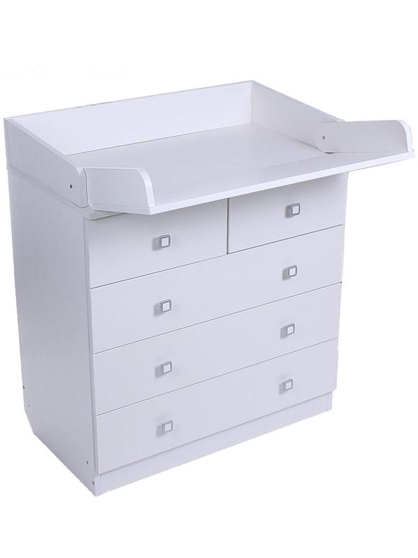 Комод детский с пеленальным столиком 804 «Фея 1780», 5 выдвижных ящиков, цвет белый