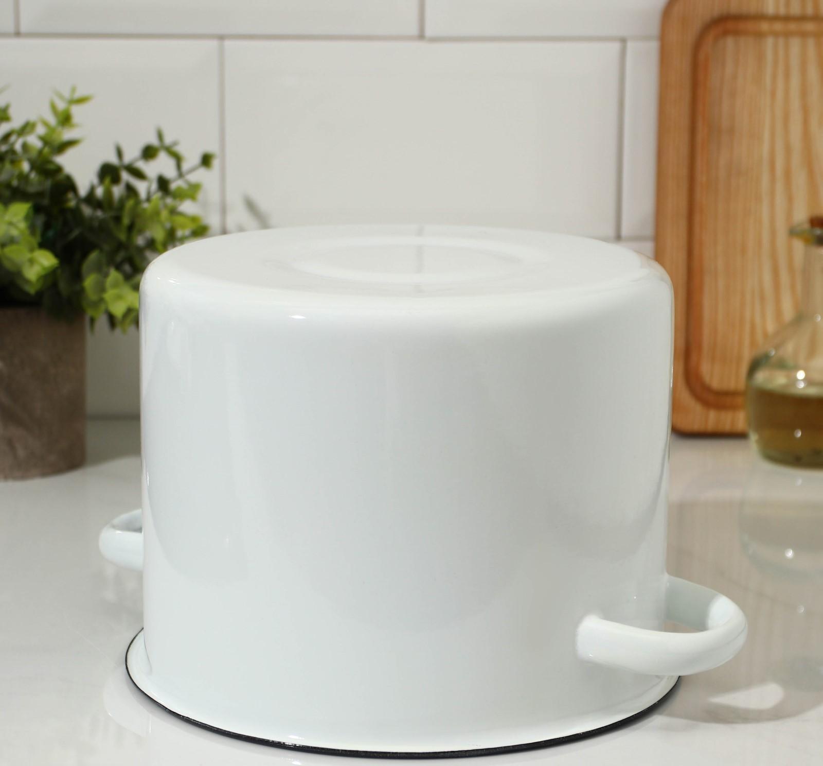 Кастрюля цилиндрическая, 3,5 л, эмалированная крышка, индукция, цвет белый