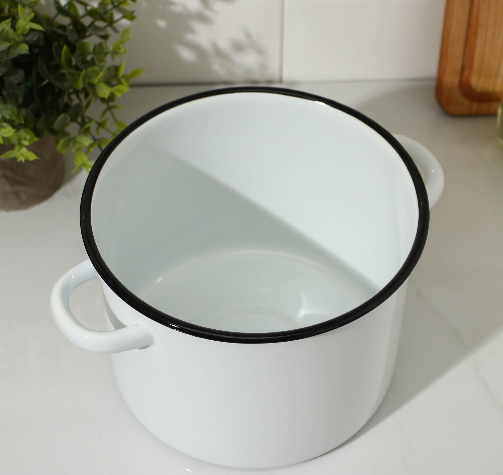 Кастрюля цилиндрическая, 3,5 л, эмалированная крышка, индукция, цвет белый