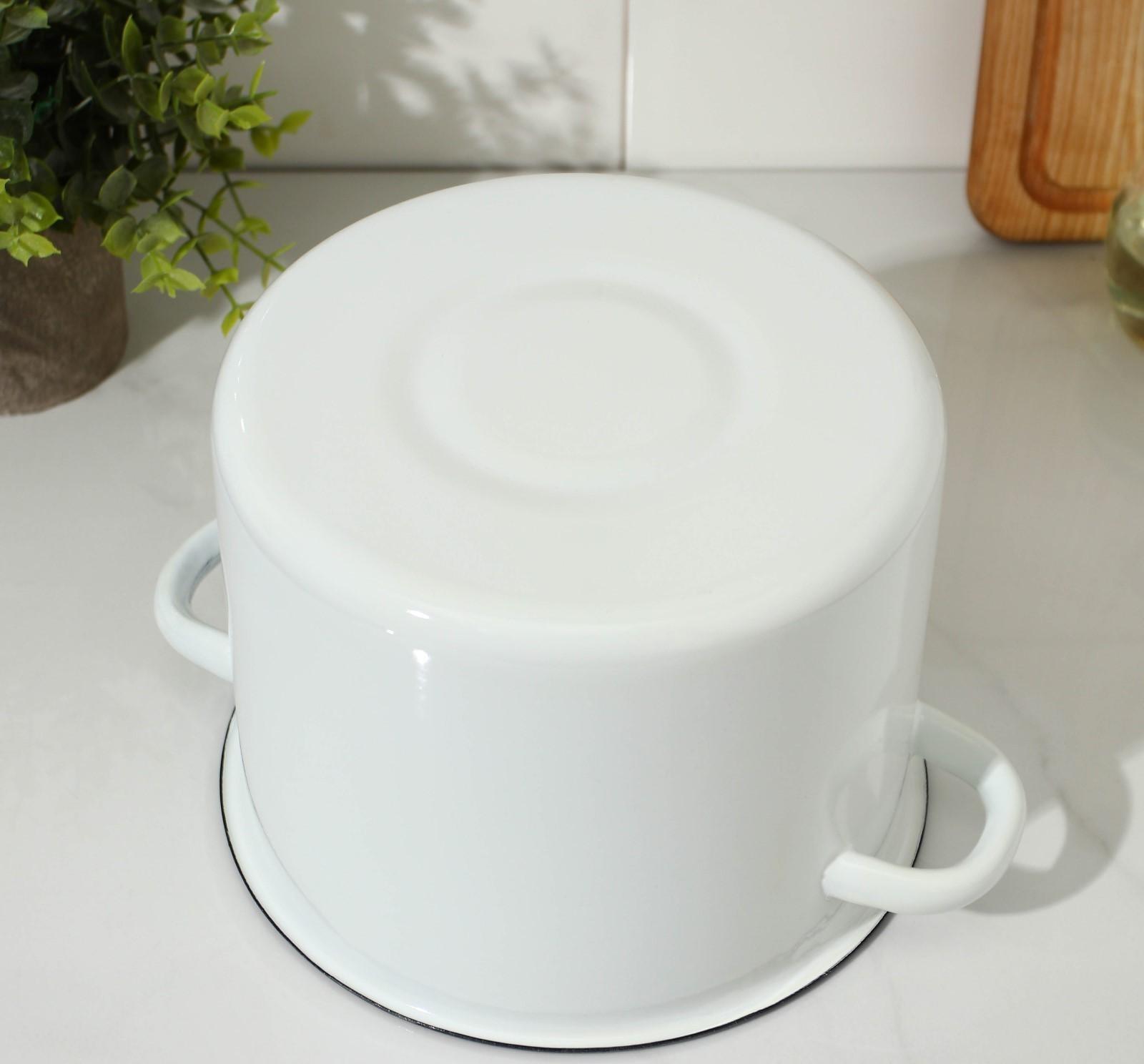 Кастрюля цилиндрическая, 3,5 л, эмалированная крышка, индукция, цвет белый