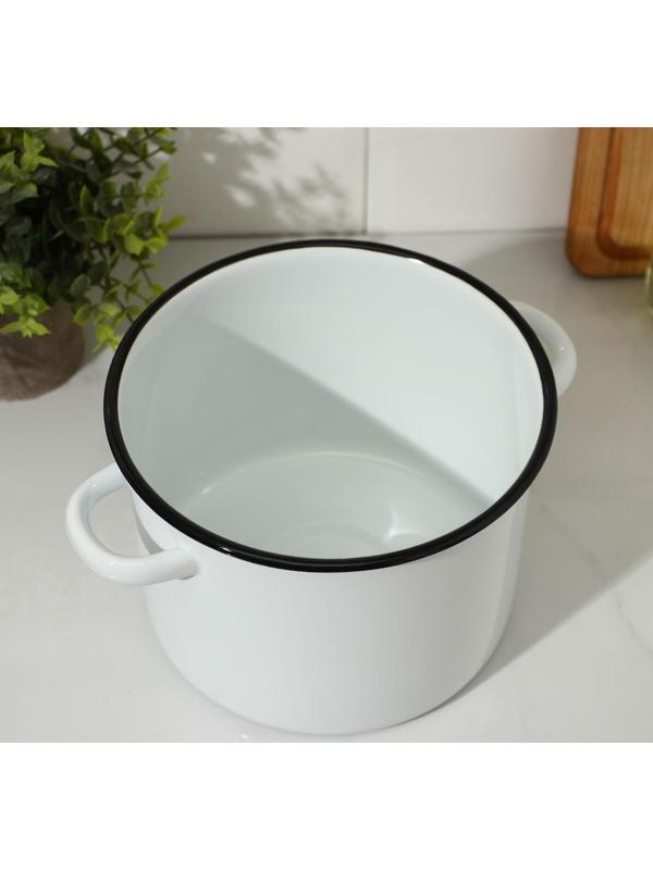 Кастрюля цилиндрическая, 3,5 л, эмалированная крышка, индукция, цвет белый