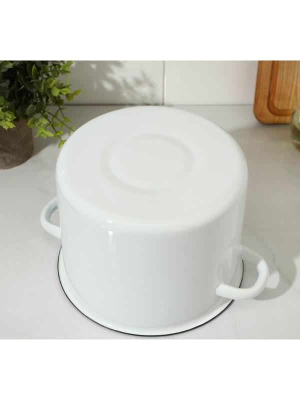 Кастрюля цилиндрическая, 3,5 л, эмалированная крышка, индукция, цвет белый