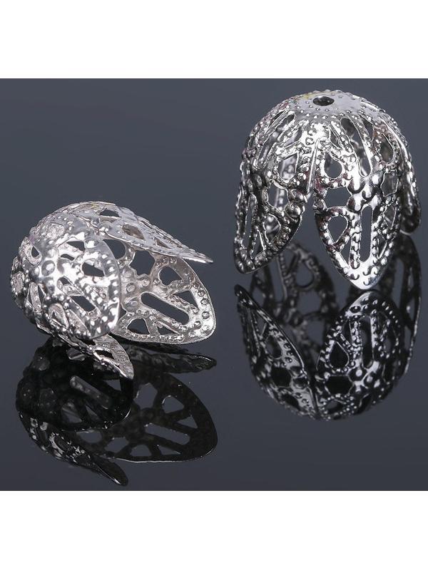 Шапочки для бусин (набор 10шт), СМ-051-1, 14х10 мм, цвет серебро