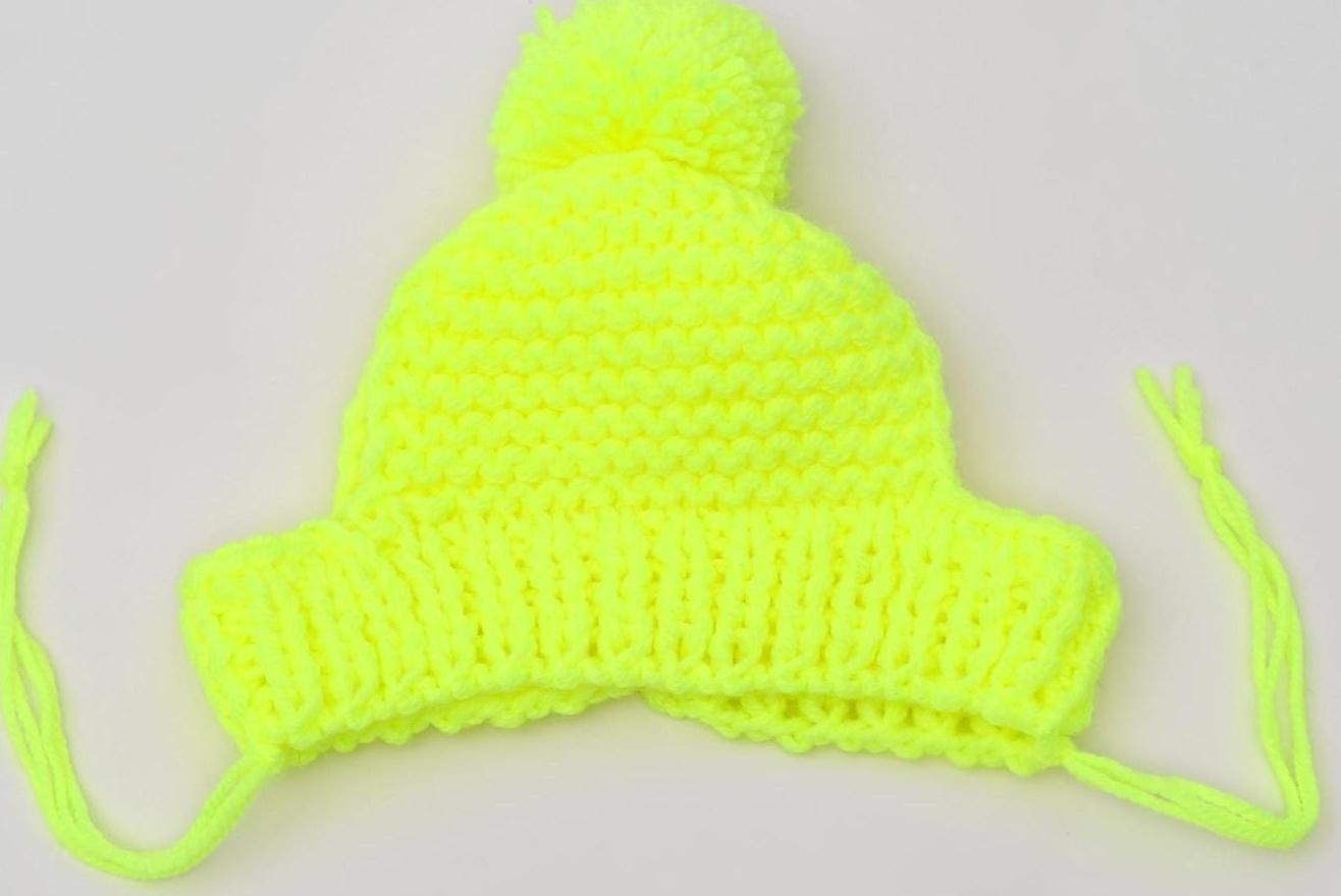 Шапка вязаная для собак, M-L (объем головы 28 см, высота 9 см), микс