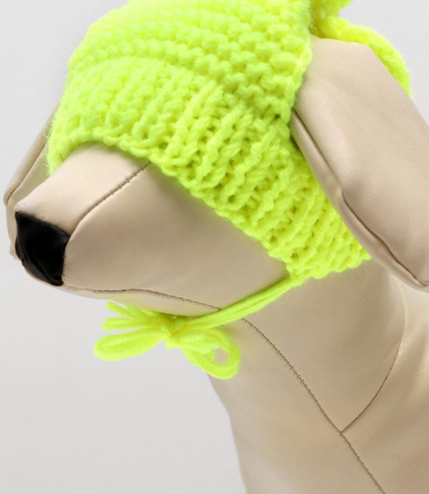 Шапка вязаная для собак, M-L (объем головы 28 см, высота 9 см), микс