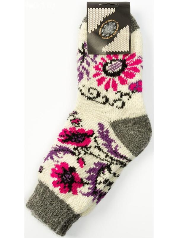 Носки женские шерстяные, цвет белый, размер 23