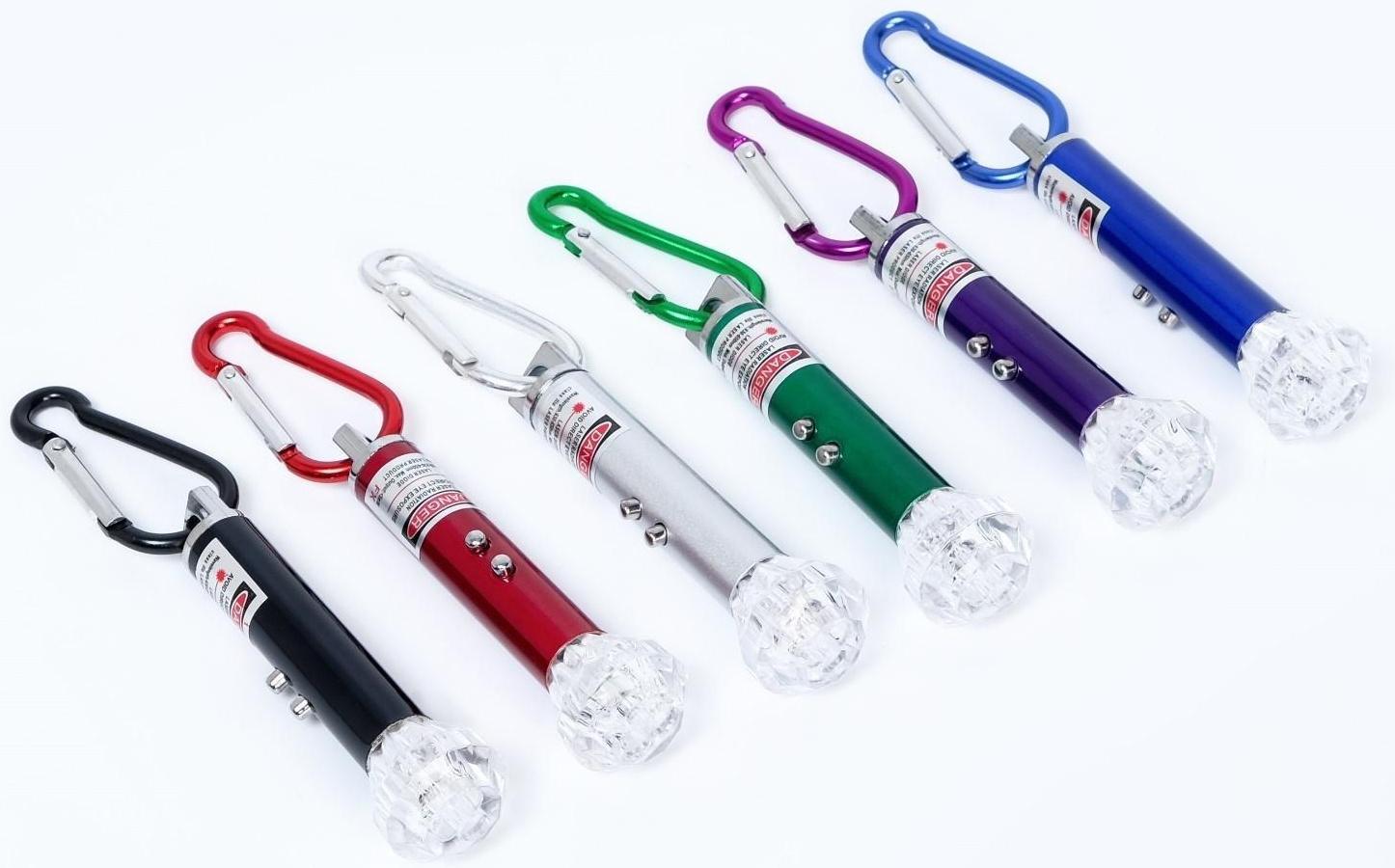 Лазерная указка, с карабином, 3 LED, 3 режима, 3 х 7.3 см, микс