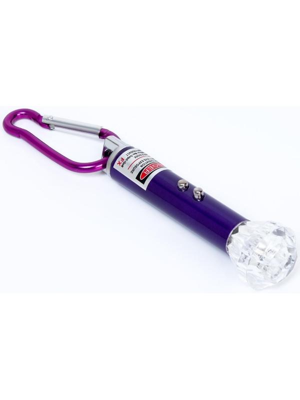 Лазерная указка, с карабином, 3 LED, 3 режима, 3 х 7.3 см, микс