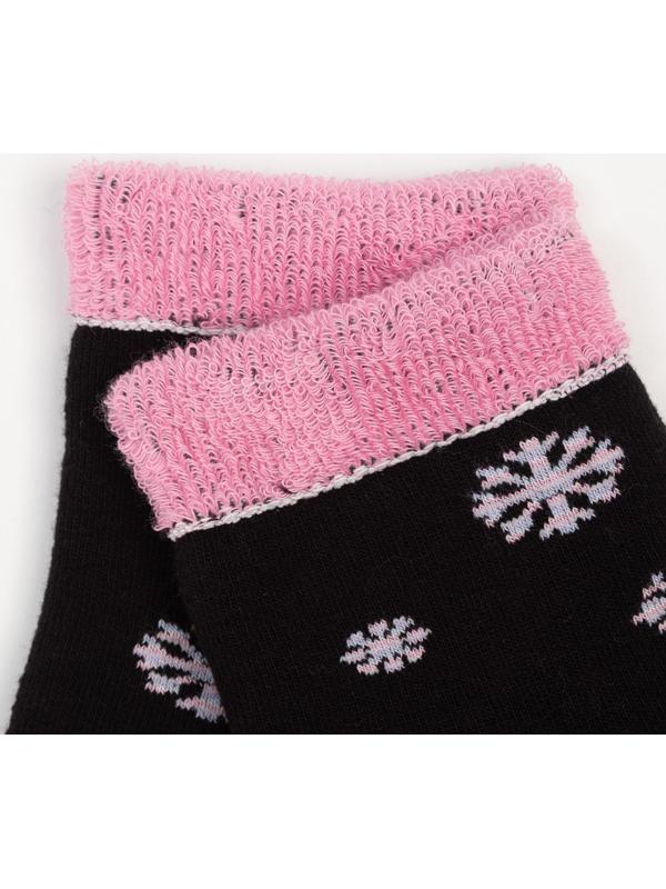 Носки женские махровые «Снежинки», цвет чёрный, размер 23-25