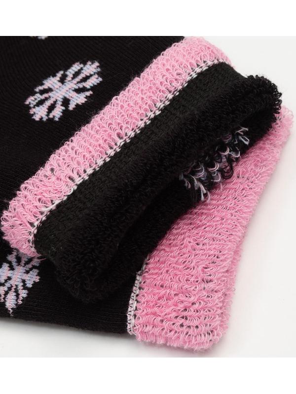 Носки женские махровые «Снежинки», цвет чёрный, размер 23-25