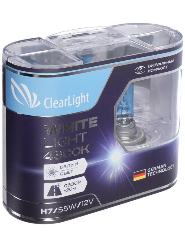 Лампа автомобильная Clearlight WhiteLight, H7, 12 В, 55 Вт, набор 2 шт
