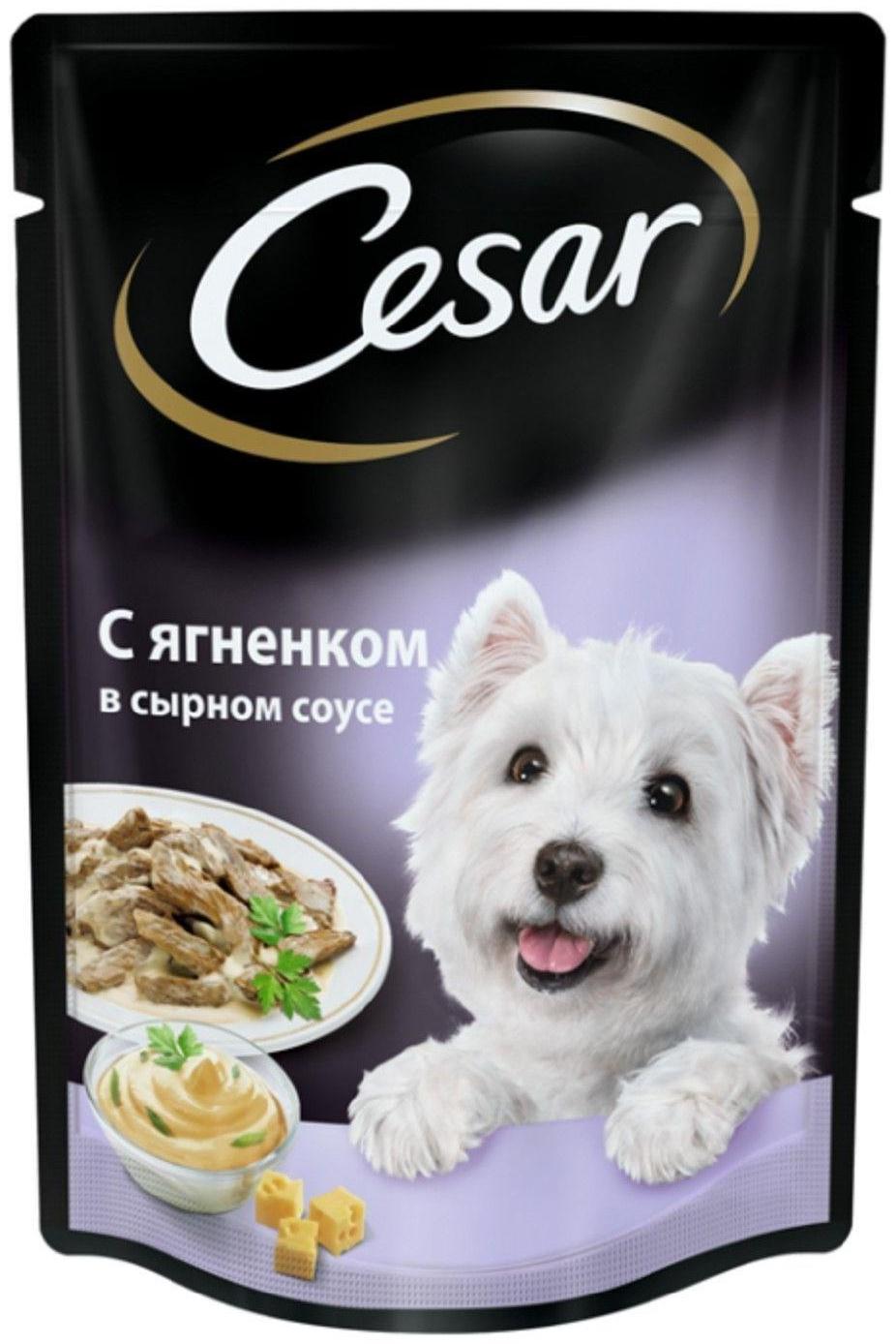 Влажный корм Cesar для собак, ягненок в сырном соусе, пауч, 85 г