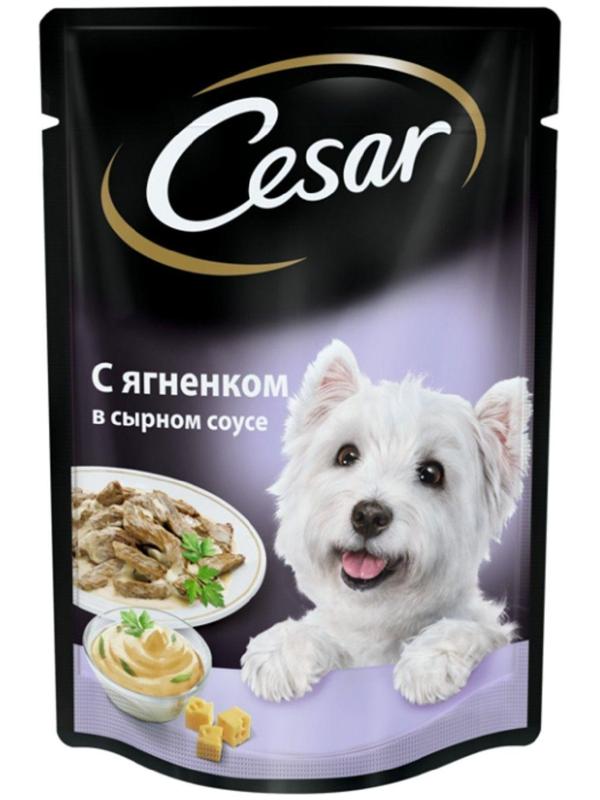 Влажный корм Cesar для собак, ягненок в сырном соусе, пауч, 85 г