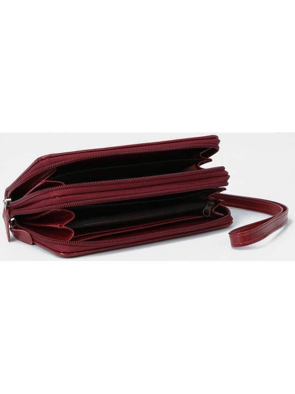 Кошелёк на молнии, с ручкой, цвет красный