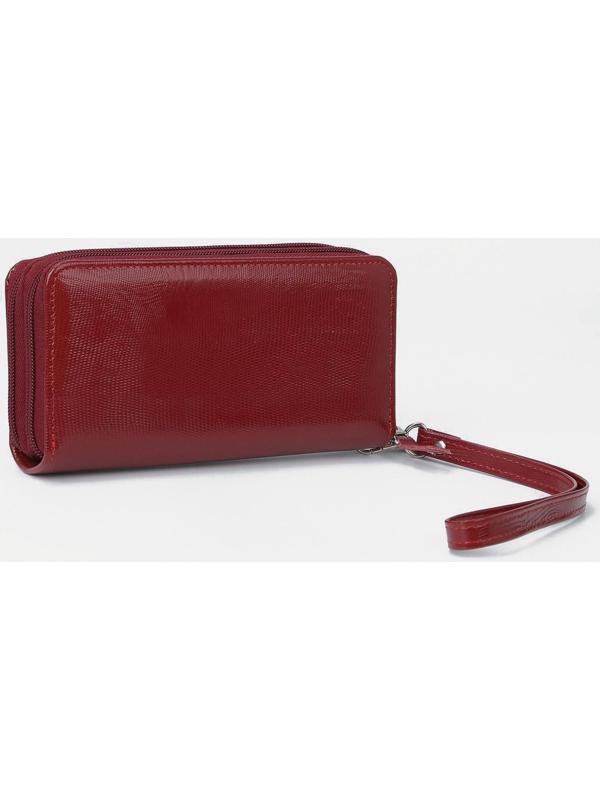 Кошелёк на молнии, с ручкой, цвет красный