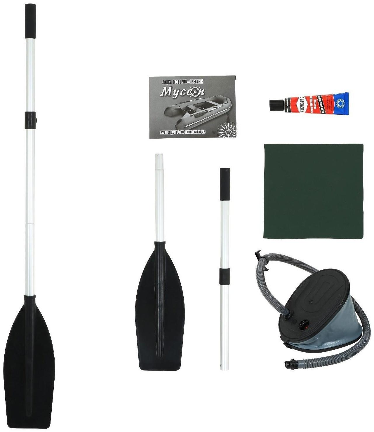 Лодка YUGANA R-260 PC ТР, реечная слань+транец, цвет олива