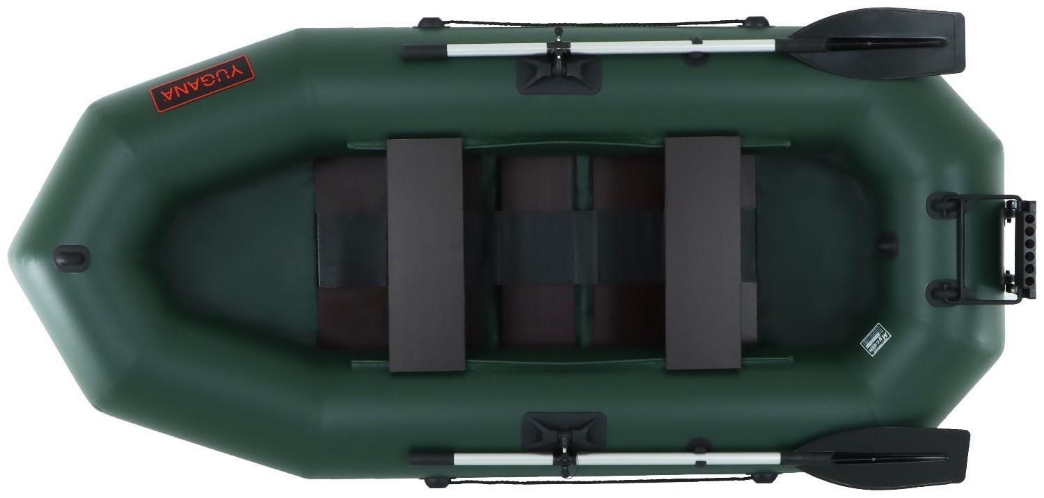 Лодка YUGANA R-260 PC ТР, реечная слань+транец, цвет олива