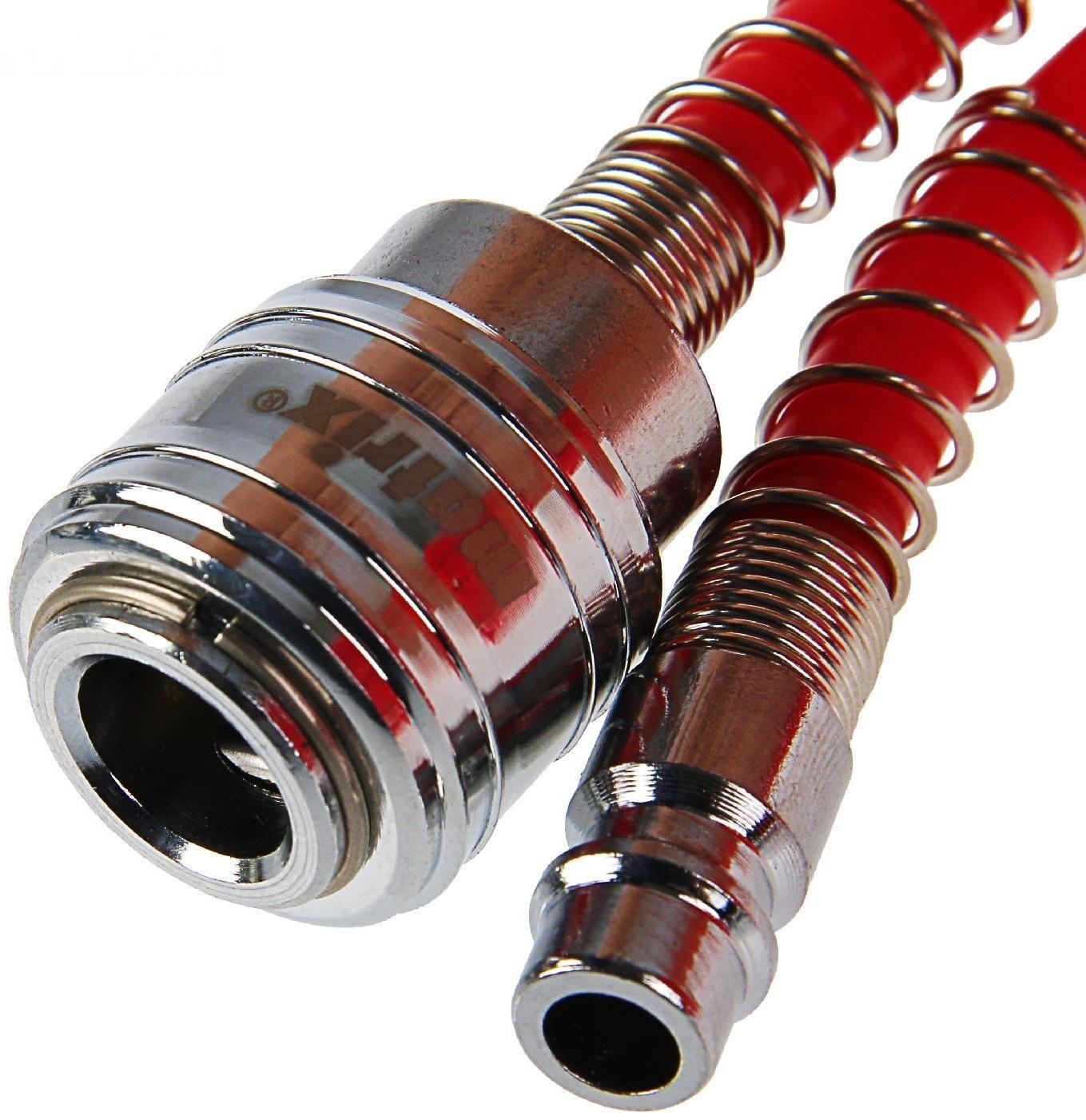 Шланг спиральный воздушный MATRIX, с быстросъемными соединениями, 1/4М, 10 м