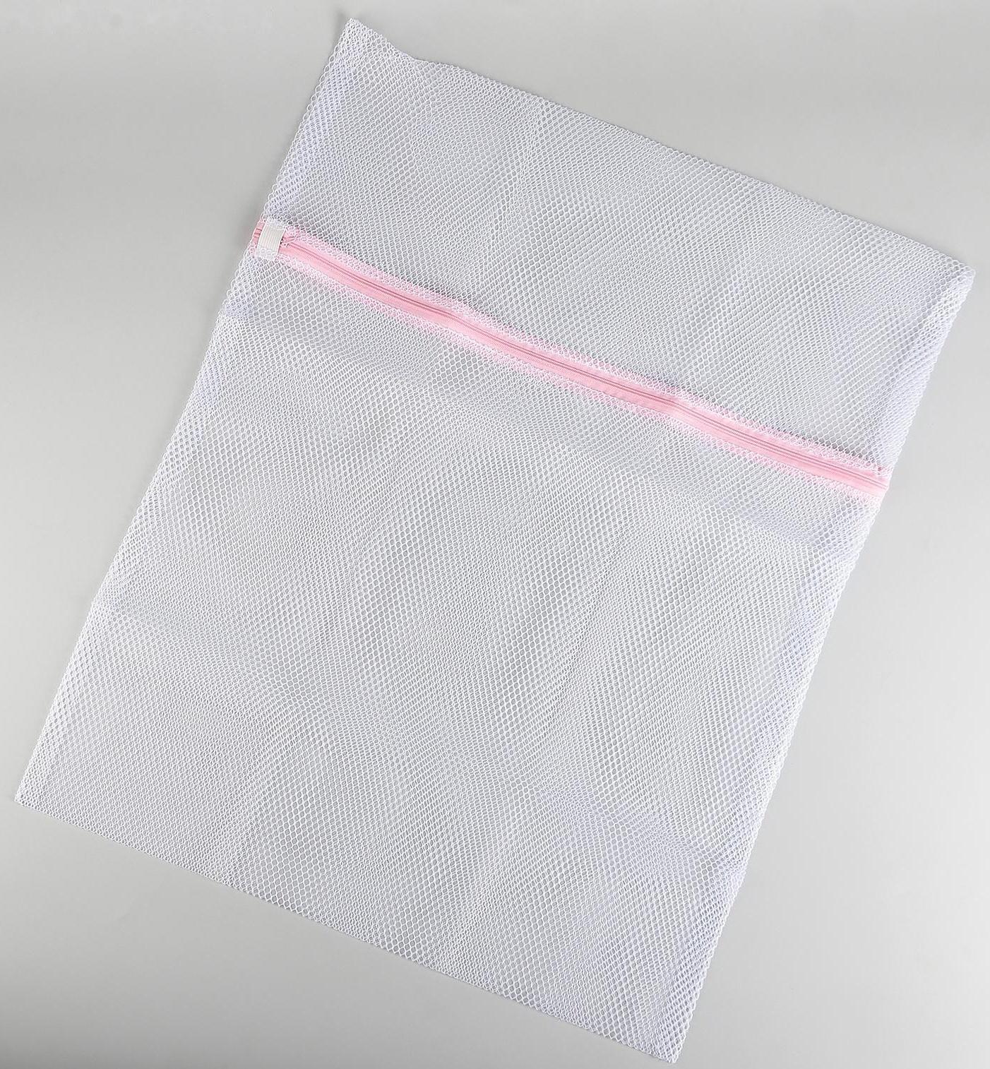 Мешок для стирки белья Доляна, 50×60 см, крупная сетка, цвет белый