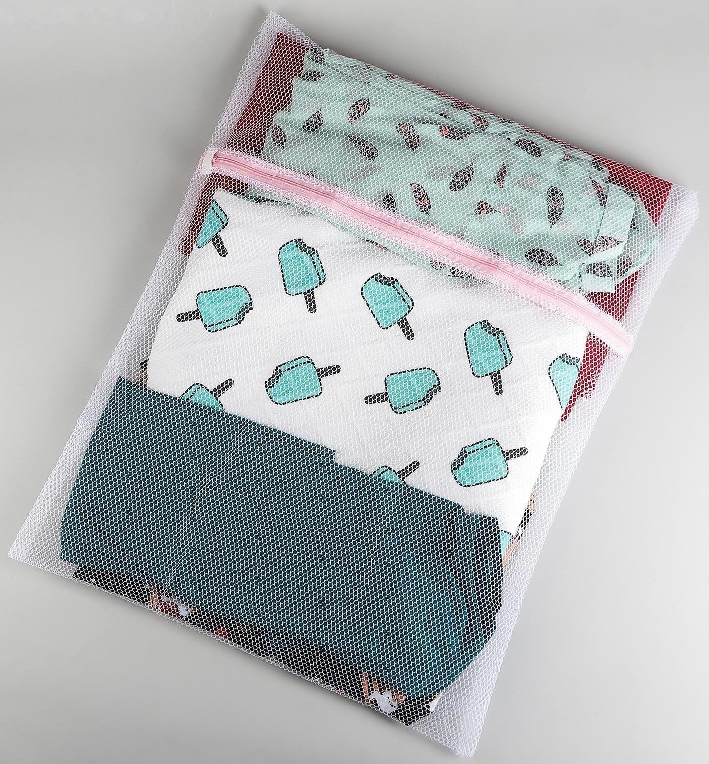 Мешок для стирки белья Доляна, 50×60 см, крупная сетка, цвет белый