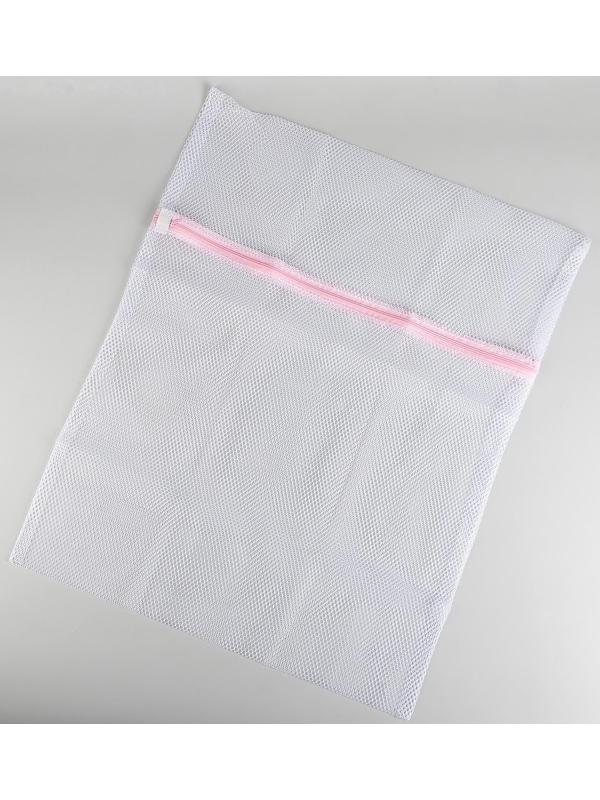 Мешок для стирки белья Доляна, 50×60 см, крупная сетка, цвет белый