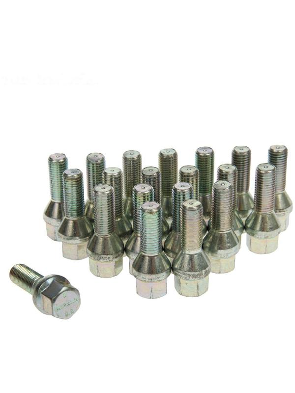 Болт 12 x 1,5 мм, длина 52/28 мм, под ключ, 17 мм, конус, цинк, набор 20 шт