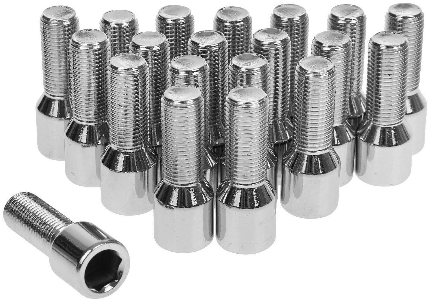 Болт 14 x 1,5 мм, длина 52/31 мм, под шестигранник, хром, набор 20 шт