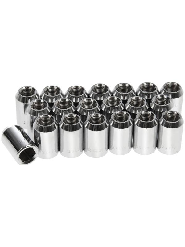 Гайка 12 x 1,25 мм, высота 32 мм, под шестигранник, хром, набор 20 шт