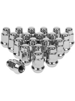 Гайка 12 x 1,25 мм, высота 35 мм, под ключ 17 мм, конус, закрытые, хром, набор 20 шт