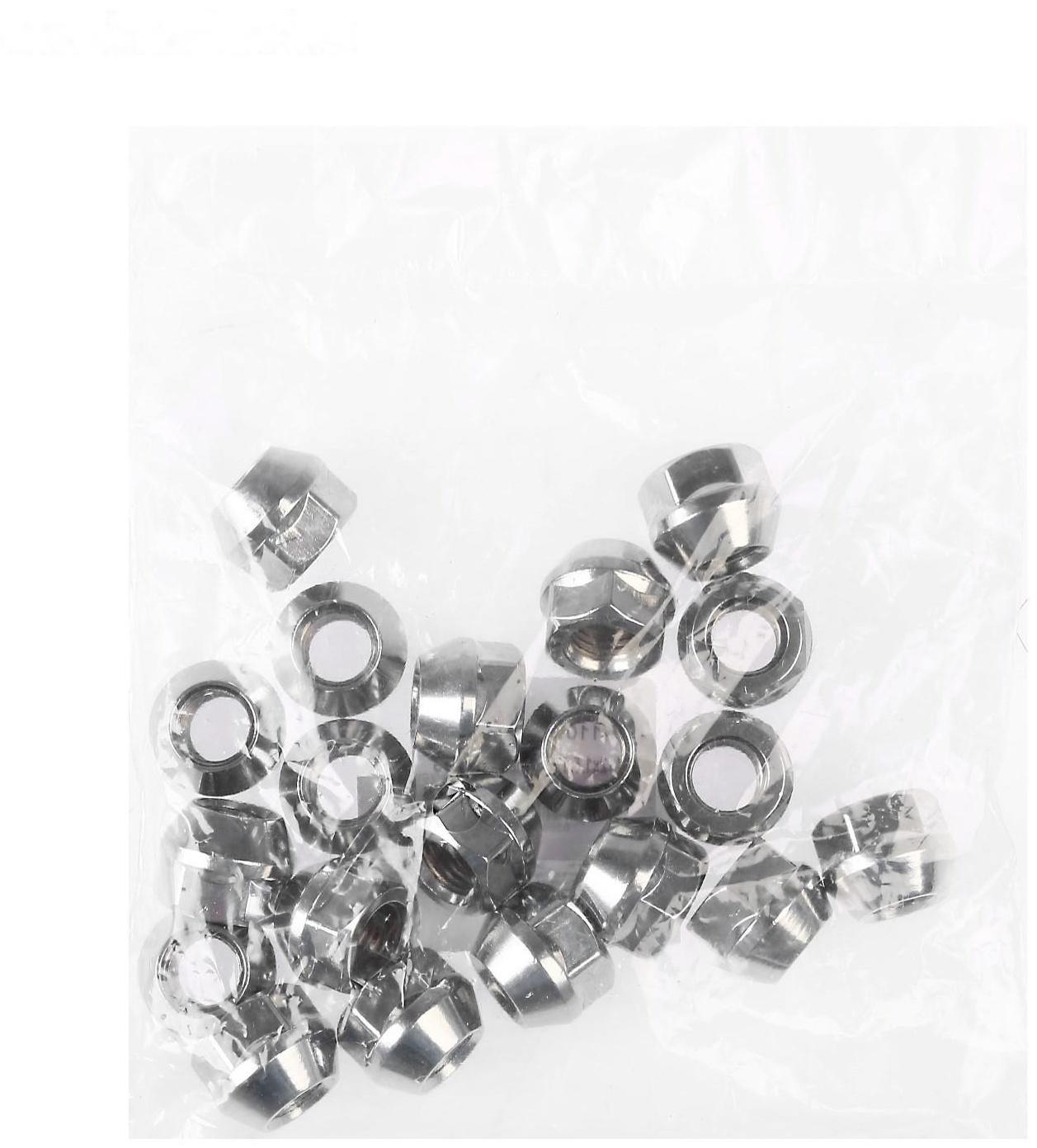 Гайка 12 x 1,25 мм, высота 17 мм, под ключ 19 мм, конус, открытые, хром, набор 20 шт