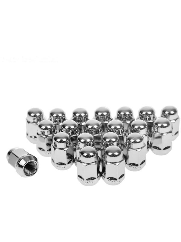 Гайки 14x1,5 мм, высота 35 мм, под ключ 19, конус, закрытые, хром, набор 20 шт.