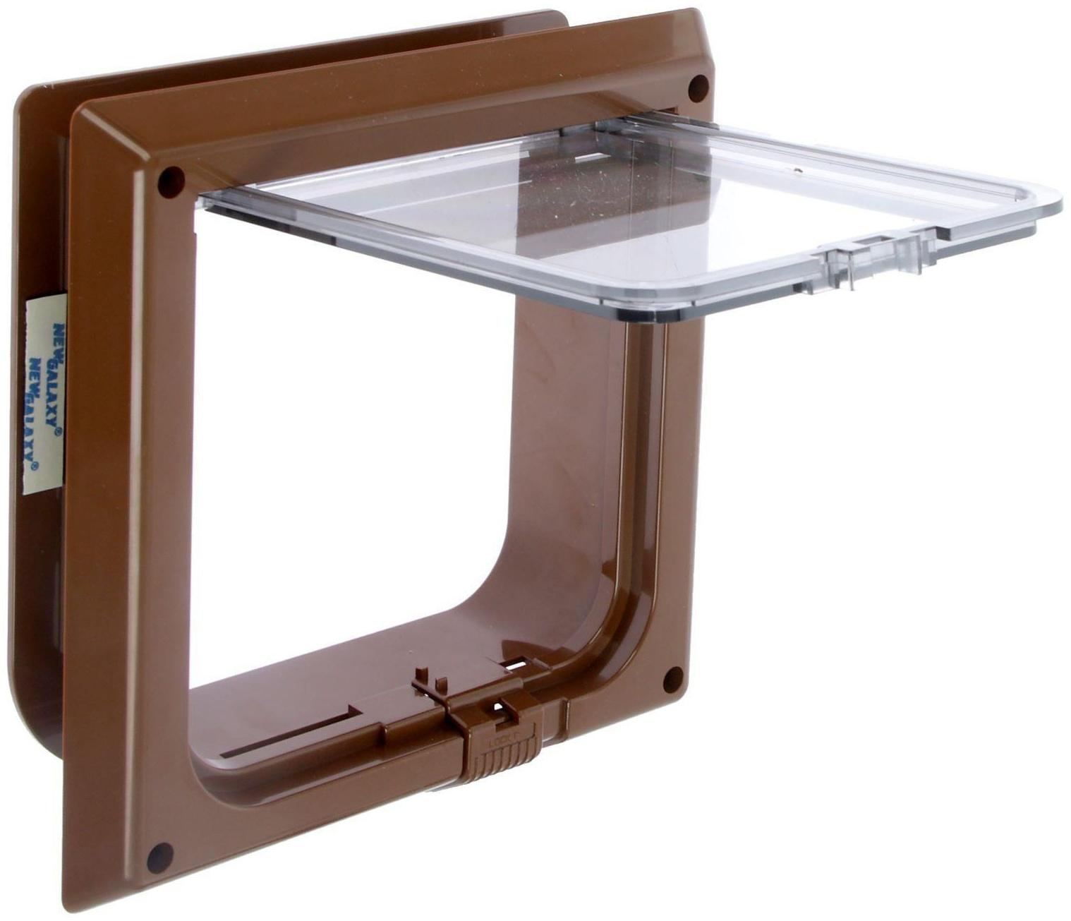 Дверца для кошек «БАРСИК», проём 145*145 мм, толщина двери 36-42 мм, итальянский орех