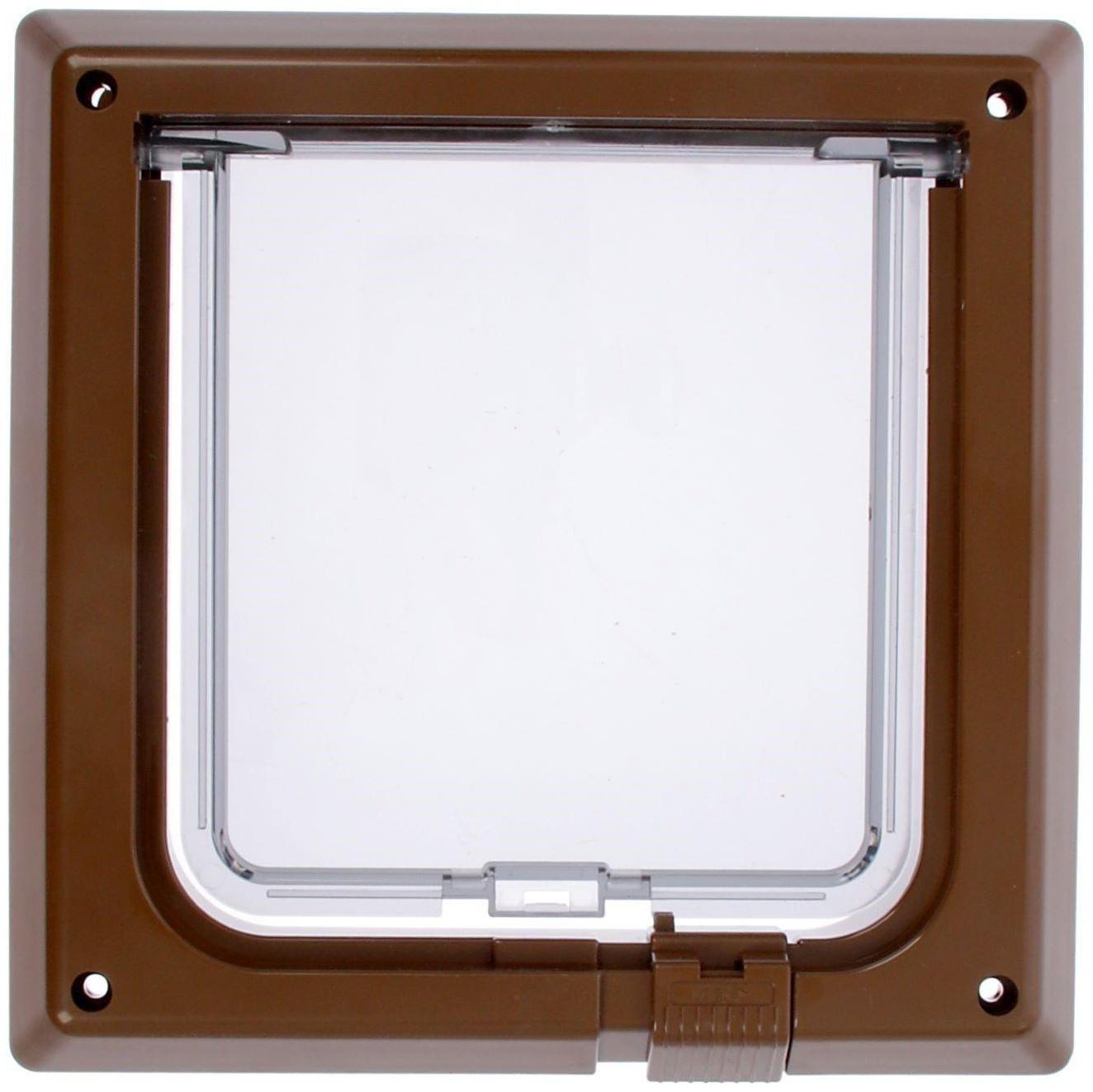 Дверца для кошек «БАРСИК», проём 145*145 мм, толщина двери 36-42 мм, итальянский орех