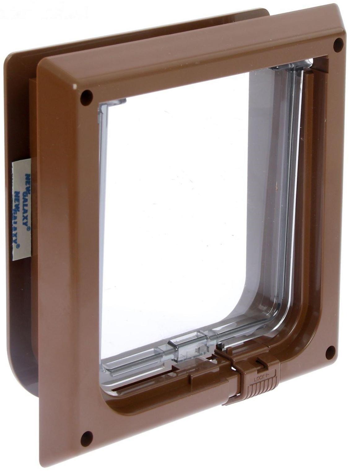 Дверца для кошек «БАРСИК», проём 145*145 мм, толщина двери 36-42 мм, итальянский орех