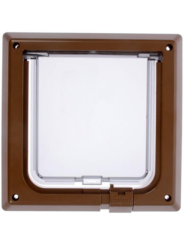 Дверца для кошек «БАРСИК», проём 145*145 мм, толщина двери 36-42 мм, итальянский орех