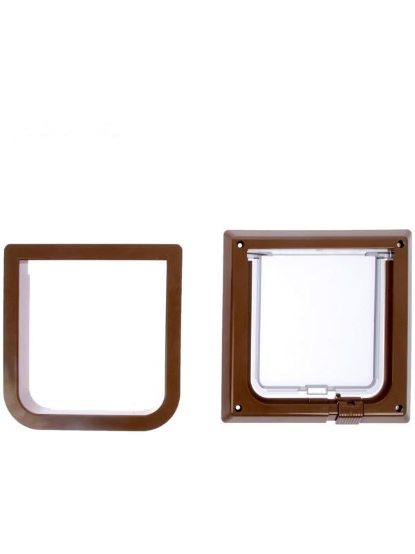 Дверца для кошек «БАРСИК», проём 145*145 мм, толщина двери 36-42 мм, итальянский орех