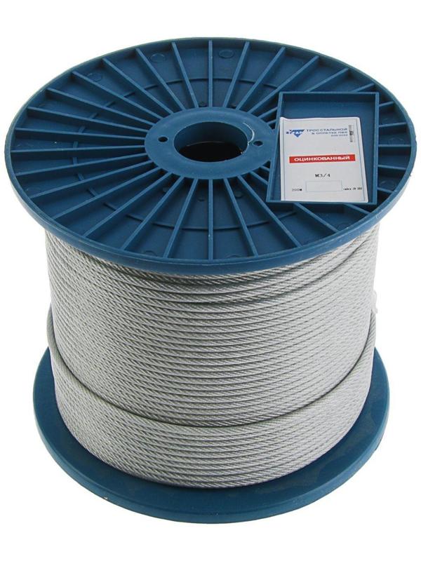 Трос для растяжки DIN 3055, в оплетке ПВХ, d=3/4 мм, в катушке 200 м