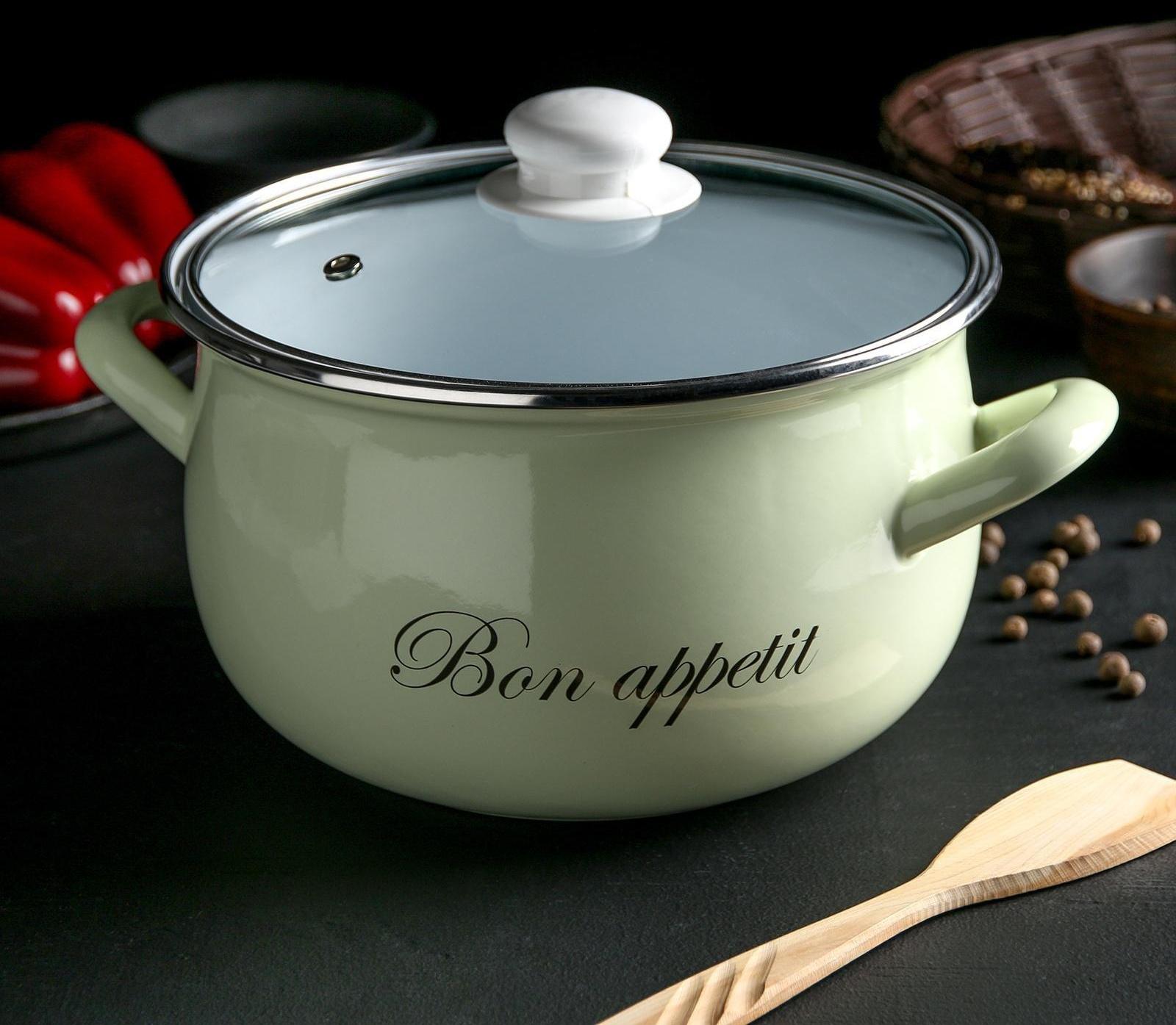 Кастрюля «Лайм», 4 л, стеклянная крышка, индукция, цвет светло-зелёный