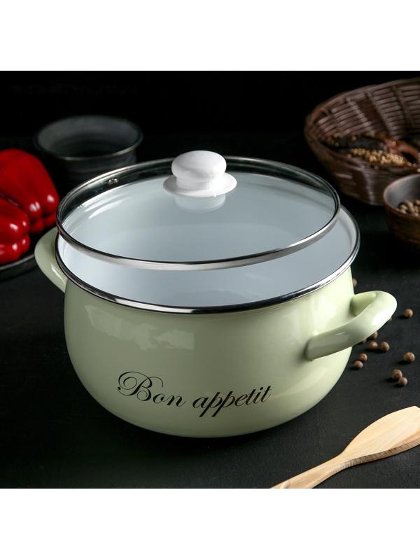 Кастрюля «Лайм», 5,1 л, стеклянная крышка, индукция, цвет светло-зелёный