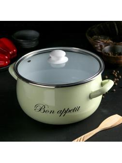 Кастрюля «Лайм», 5,7 л, стеклянная крышка, индукция, цвет светло-зелёный