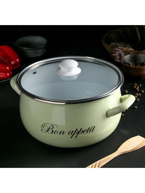 Кастрюля «Лайм», 5,7 л, стеклянная крышка, индукция, цвет светло-зелёный