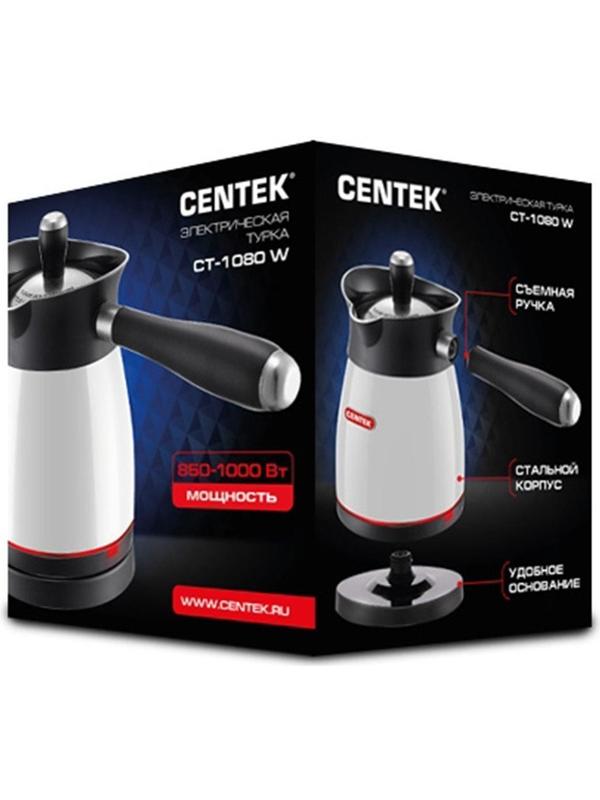 Турка электрическая Centek CT-1080 W, 1000 Вт, 0.5 л, металлический корпус, белая