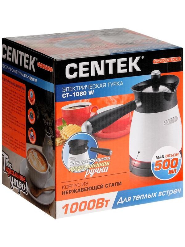 Турка электрическая Centek CT-1080 W, 1000 Вт, 0.5 л, металлический корпус, белая