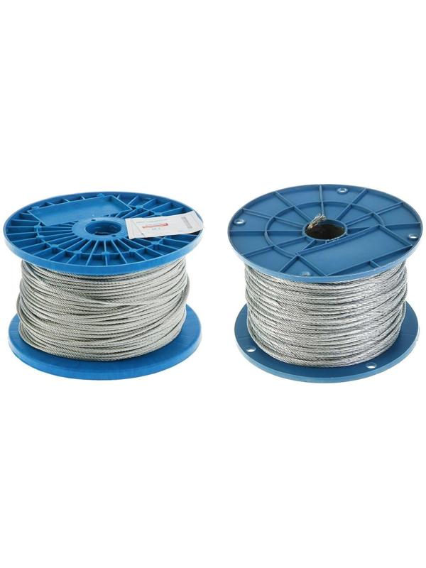 Трос для растяжки, DIN 3055, без оплетки, d=3 мм, оцинкованный, в катушке 200 м