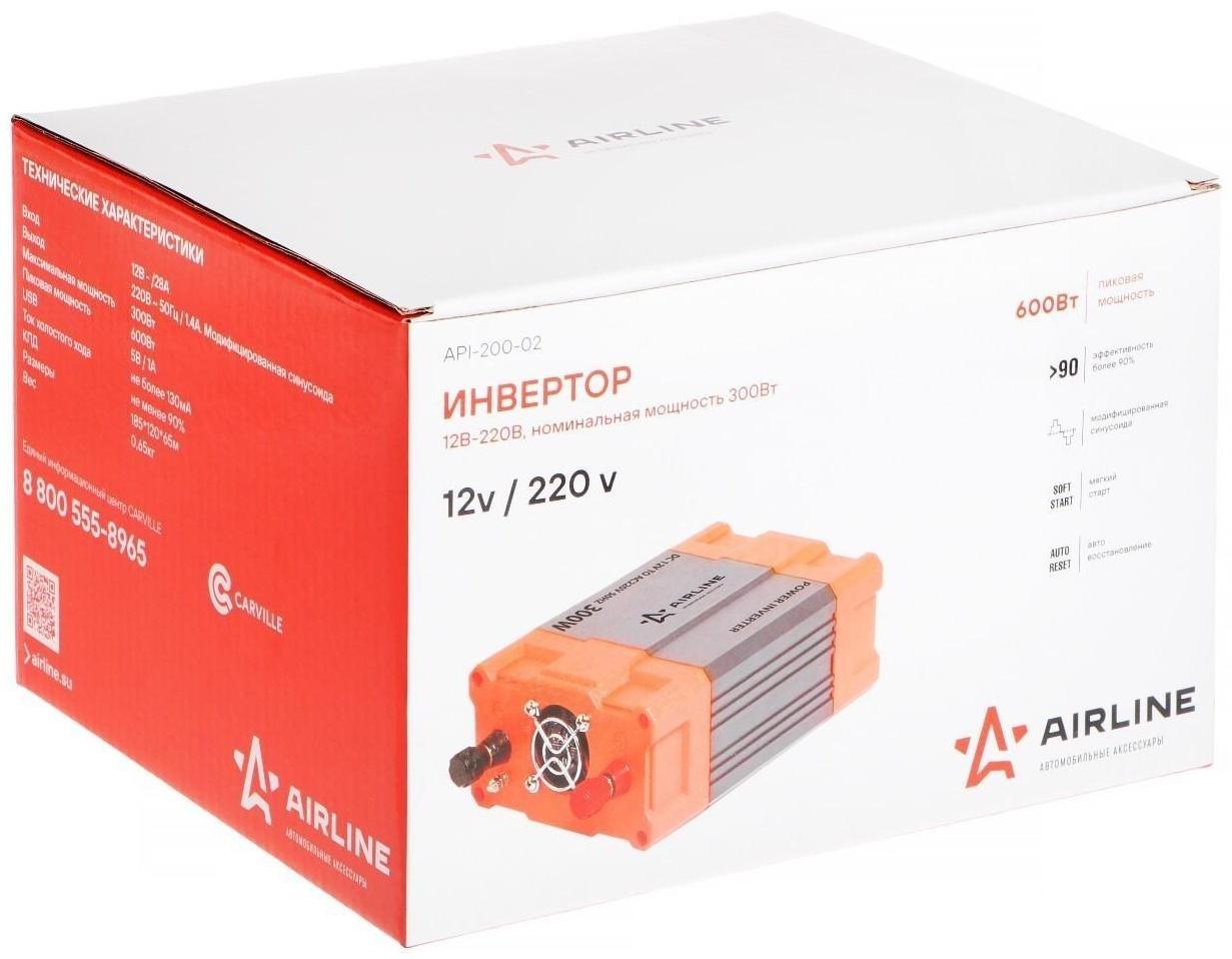 Инвертор 12-220 В, 300 Вт Airline API-200-02