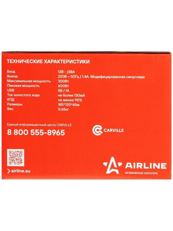 Инвертор 12-220 В, 300 Вт Airline API-200-02