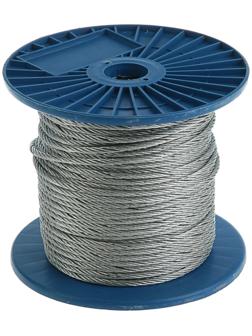 Трос для растяжки, DIN 3055, без оплетки, d=5 мм, оцинкованный, в катушке 100 м